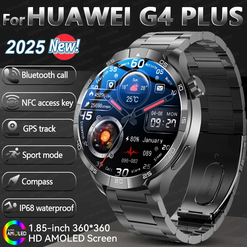 

2025 Новые спортивные умные часы для мужчин, 1,85 дюйма, AMOLED-экран, GPS-трек, компас, пульс, IP68, Bluetooth-вызов, фитнес-умные часы