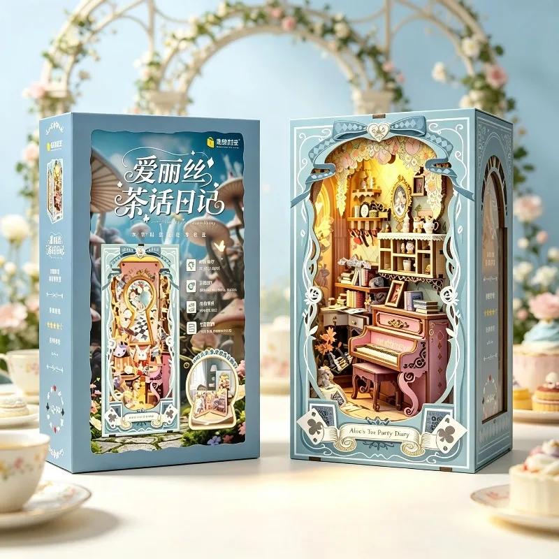 DIY Book Nook Alice's Princess Tea Party Diary 3D Wooden Puzzle Miniature Dollhouse Kit Home Decor Birthday Gift For Adults Toys