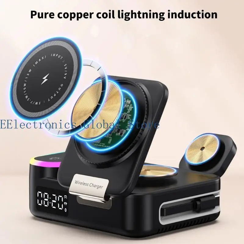 462B Multiple Wireless 15W Magnetics Retractable Cord For Office Home Use