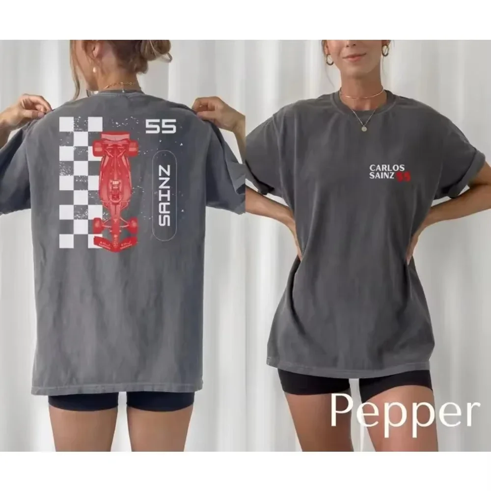 

Женская хлопковая футболка Carlos Sainz F155 с принтом, подарок F1 Racing, мужская и женская эстетичная женская одежда с короткими рукавами, футболки с графикой