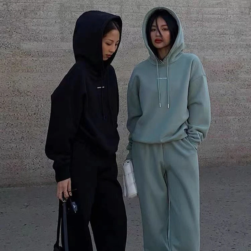 

Early Autumn plus Size Men's Hoodie Sweatirt High Waist Cover Hip Casual Sports Pants Two-Piece Set Polyester Fiber Long Sl...