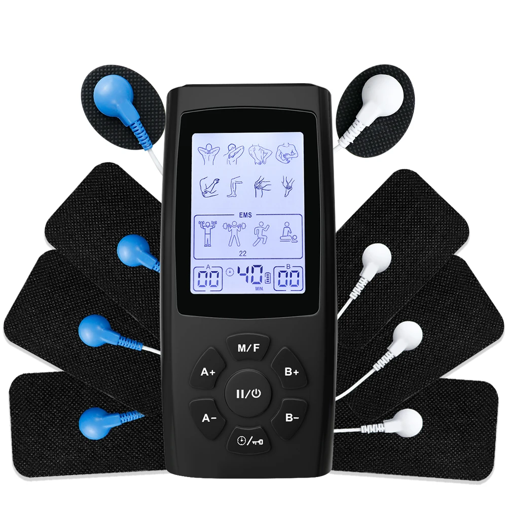 

Электростимулятор мышц TENS EMS Электрический стимулятор мышц Физиотерапия Здравоохранение Черная машина Облегчение боли Массаж тела