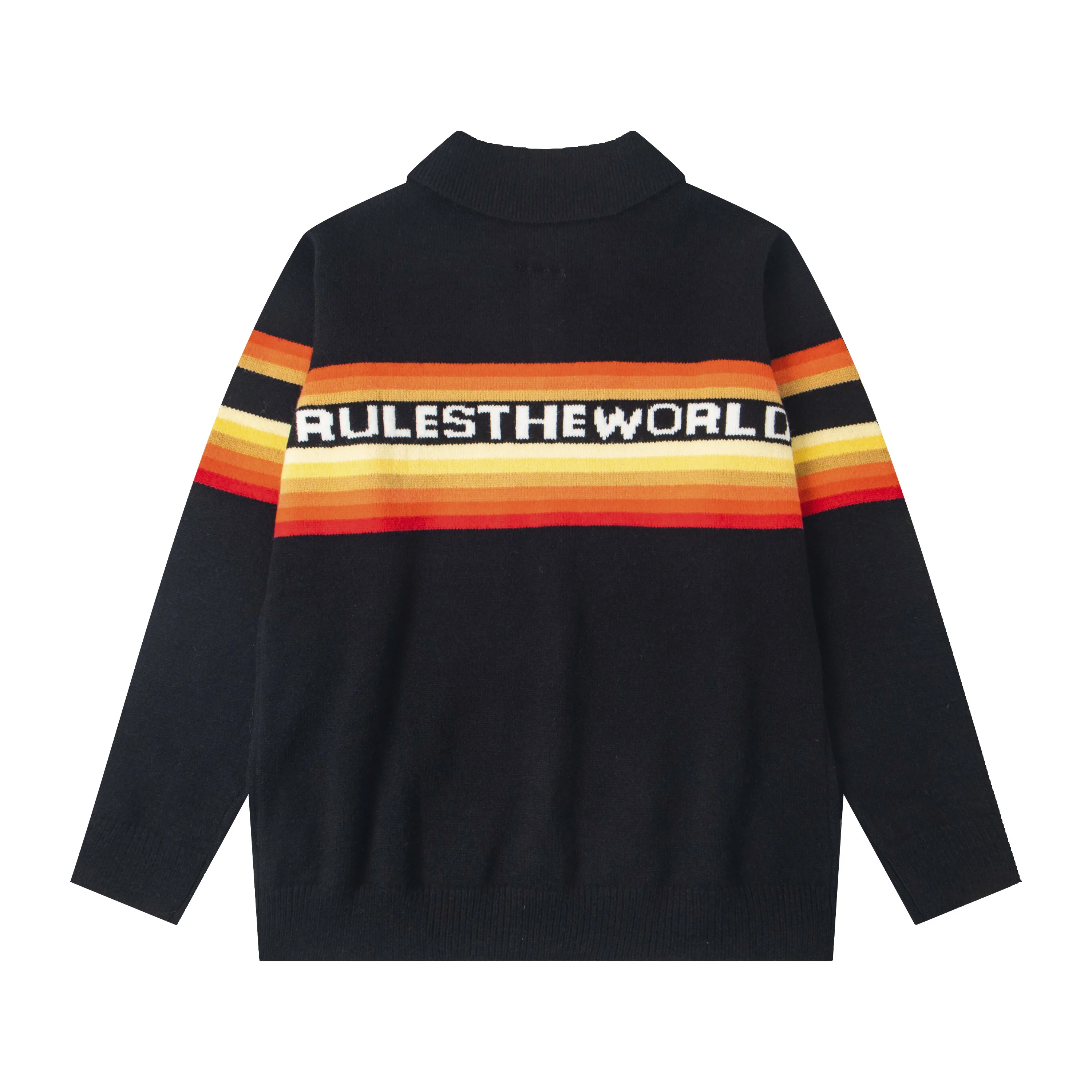 جزيرة الشيطان محبوك سترة مخطط مطرزة رسالة طوق الرجال عادية شارع العليا الخريف الشتاء الصوف مزيج سترة #3