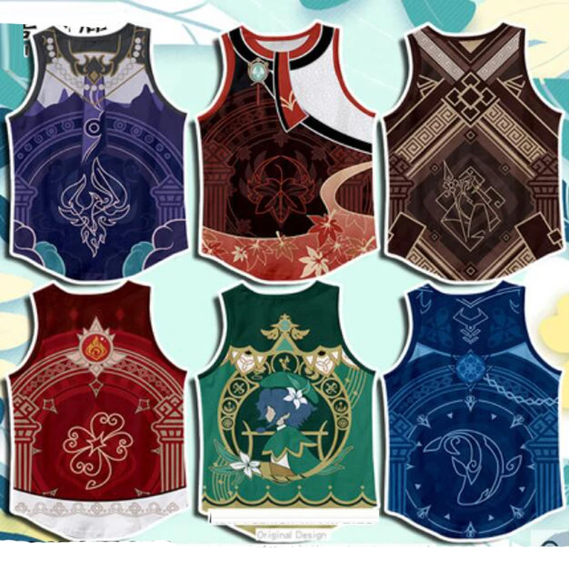 Genshin Impact Men's Underwear Slim Fit Vest Men Tank Tops Tartaglia Kaedehara Kazuha Venti Xiao Zhongli Keqing Cosplay Costume