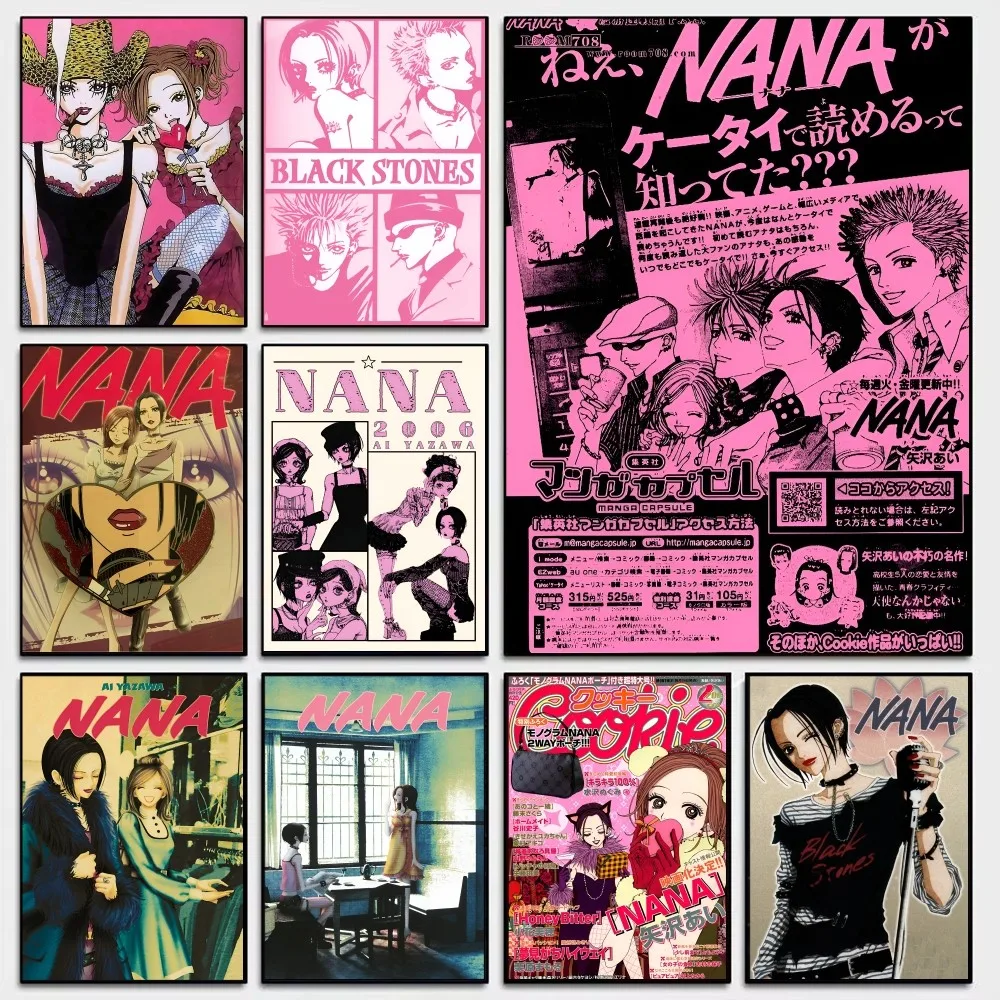 Pósteres adhesivos de película NANA de Anime clásico japonés, pegatina de pared elegante para decoración de sala de estar y Bar, pintura decorativa Vintage