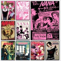 Japanese Classic Anime NANA Movie Sticky Posters Fancy Wall Sticker for Living Room Bar Decoration Vintage Decorative Painting