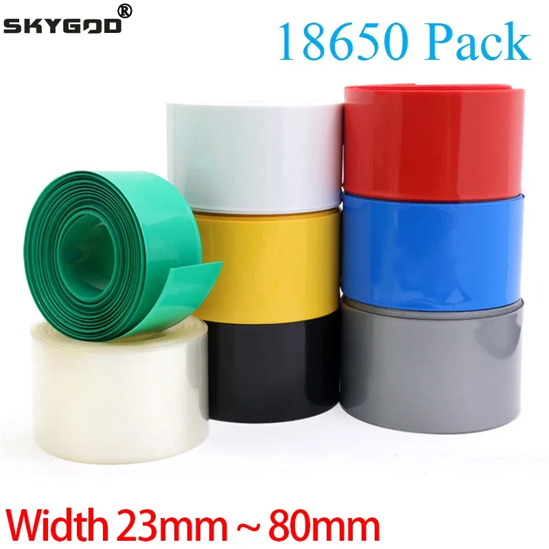 

2/5m Width 23 ~ 80mm 18650 Lithium Battery Heat Shrink Tube Li-ion Wrap Cover Skin PVC Shrinkable Film Sleeves Insulation Sheath