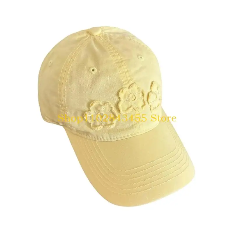 49MC Stylish Summer Baseball Cap With Floral Stitching Sun Shielding Design Comfortable Unisex Headwear