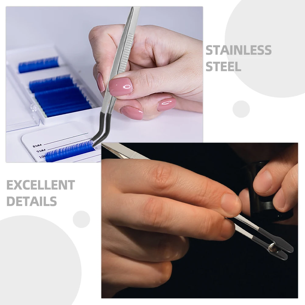 2개입 스테인리스 스틸 공예 핀셋 스탬프 수집 도구 가볍고 편안한 그립 메이크업 속눈썹 어플리케이터 정밀 핀셋
