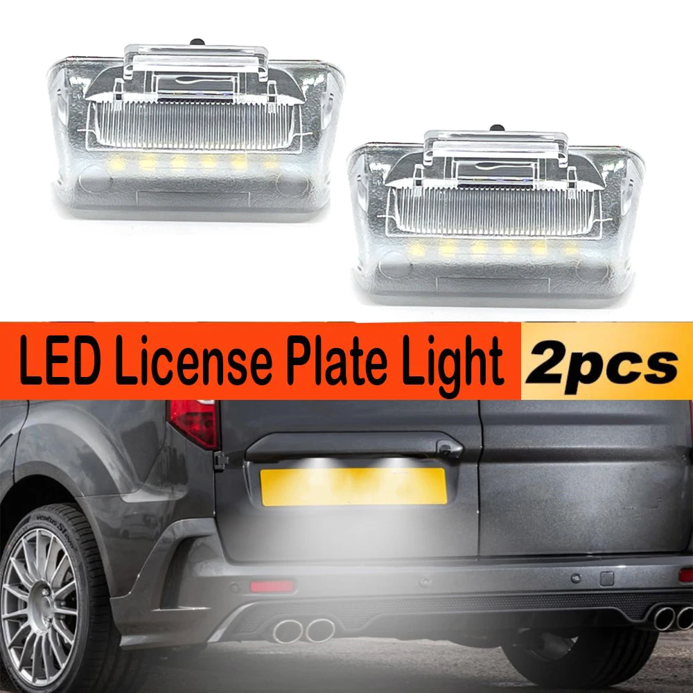 

Для Ford Transit Tourneo Connect Courier 1985-2014: Белые светодиодные лампы подсветки номерного знака, без ошибок Canbus