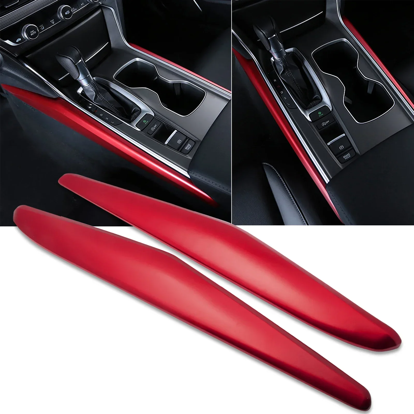 

Sporty Red Interior Center Console Gear Shift Panel Side Stripe Cover Molding Trims For Honda Accord 2018 2019 2020 2021 2022
