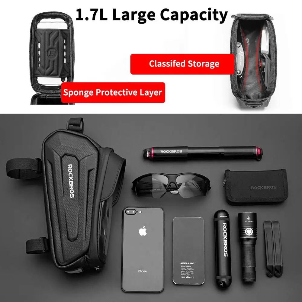 ROCKBROS Waterproof Touch Screen Bicycle Bag Top Front Tube Frame Bag MTB Road Bike Bag 6.5 Phone Case Bike Accessories