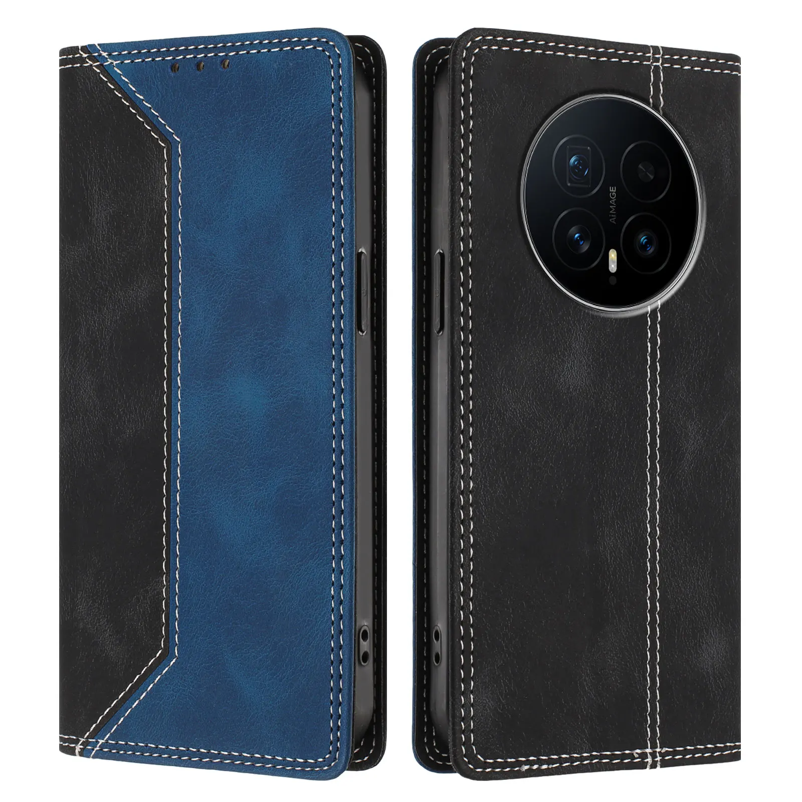 Custodia Honor Magic 5 Lite Portafoglio In Pelle PU Con Magnetica – Flip Cover Antiurto Con Slot Carte E Stand (Blu) - 2