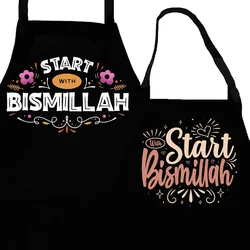 Start with Bismillah apron Ramadan Mubarak happy Eid al-Fitr Al Adha Muslim Islamic Kareem Iftar suhoor decoration mom wife gift