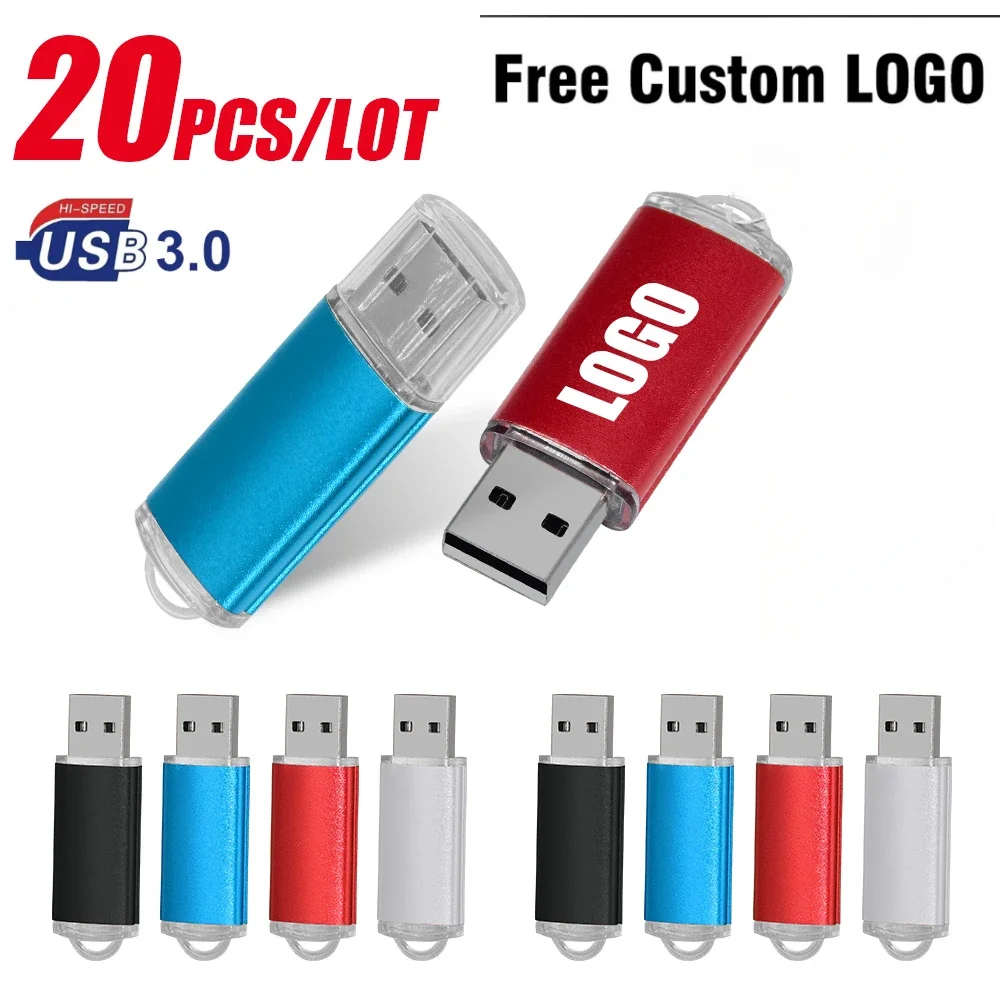 20Pcs USB 3.0 Pendrive 64Gb Memory Stick 32Gb Metal Usb Flash Drive 128Gb Pen Drive 16Gb Usb Sticks Free Custom Logo