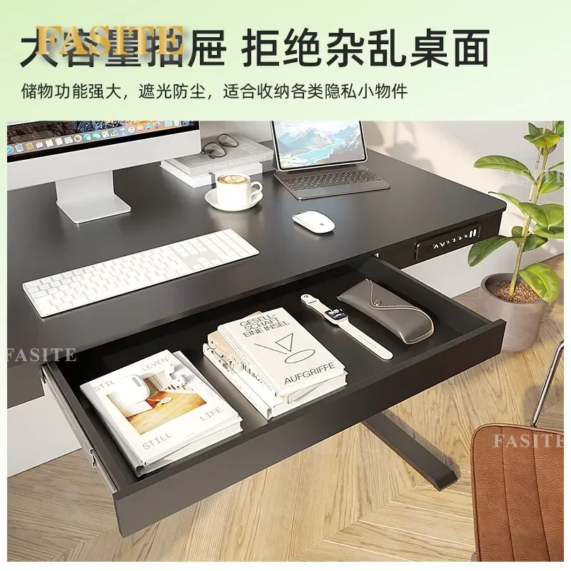 For Small Apartment Electric Lifting Table with Drawers Computer Desk Standing Height Adjustable Workstation Space Saving