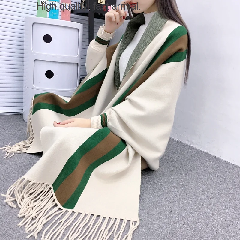 

Outdoor Shawl Women's Air-Conditioned Room Knitted Cardigan Autumn Sweater New Loose Bat Cape Coat Cloak