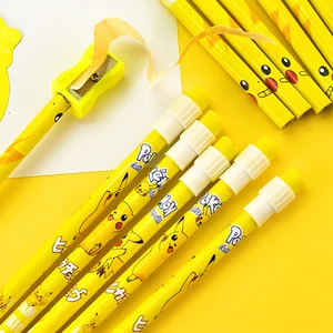 12pcs anime pokemon pikachu figura de lápiz lápiz de dibujos animados kawaii papelería de papelería para niños regalos de Navidad 12 Pulseras de bobina de ventas de 12 ventas - №4