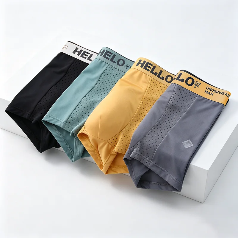 

Men's Random Multi-piece Boxer Briefs Ice Silk Breathable Mesh Underwear Quick Dry Soft Stretch Trunks For Sports Daily Wear