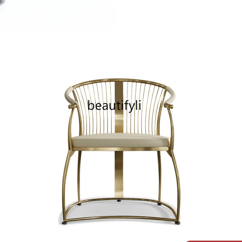 

Master Chair Modern Large Apartment Villa Tea Room Stainless Steel Ring Chair New Chinese Tea Chair