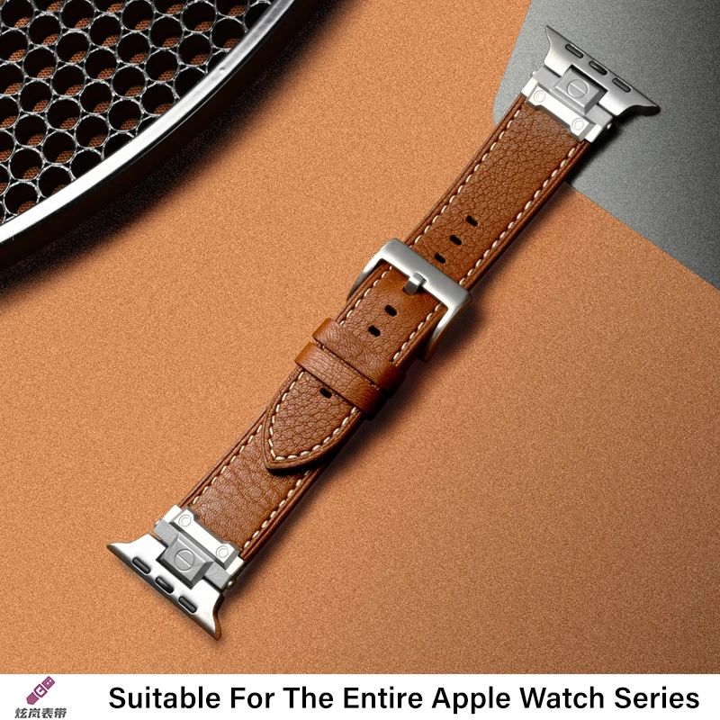 Cinturino stile meccanico modello Litchi per Apple Watch Ultra 2 cinturino in pelle vintage per adattatori iWatch dal design raffinato e durevole 46 mm