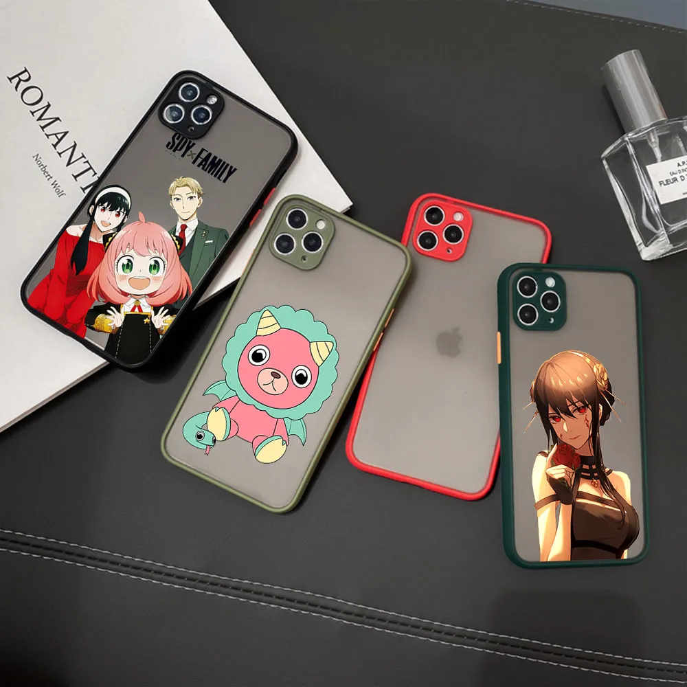 Luxury Anime Spy Girl Family Frosted Translucent Phone case For iPhone 15 14 13 12 11 Pro Max XS Max SE X XR 7 8 Plus 6S Cover