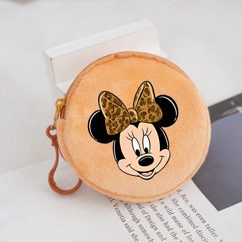 Mickey Mouse Minnie Mouse Plush Coin Purse Disney Anime Figures Printing Mini Wallet Fun Kawaii Earphone Bags Cute Storage Bag