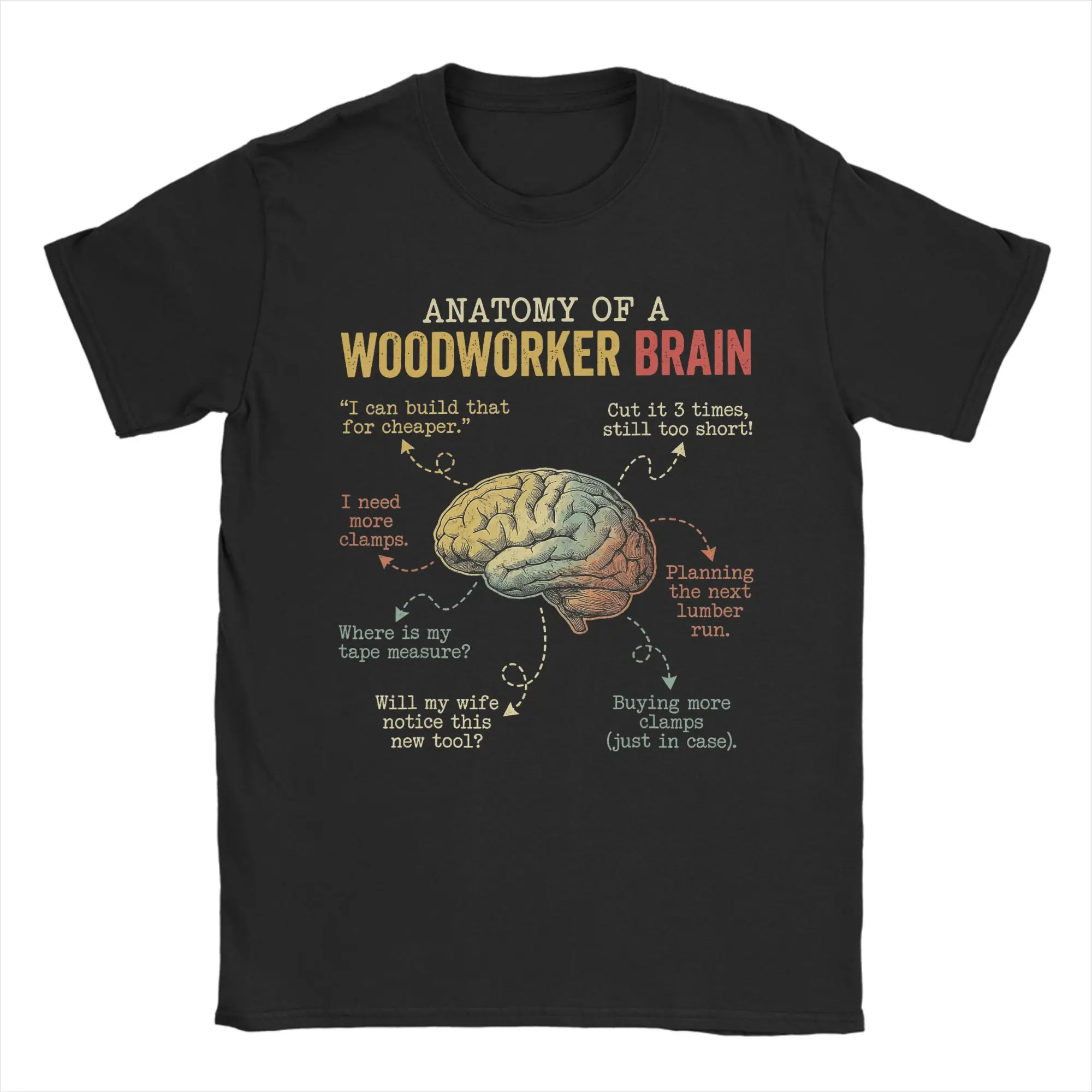 Men's Woodworker Brain Funny Woodworking T Shirt 100% Cotton Clothing Novelty Short Sleeve Crew Neck Tee Shirt Printing T-Shirts