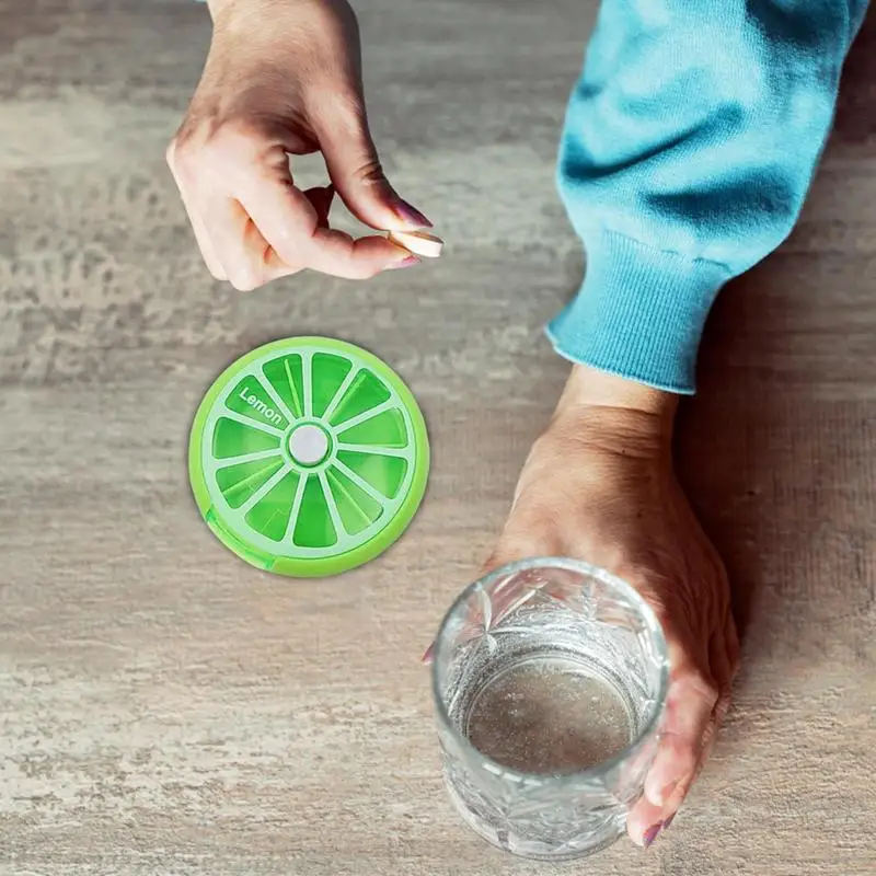 Pill Box Weekly Round Dose Weekly Pill Organizer Pill Box Case To Hold Medication Vitamin Fish Oil And Supplements