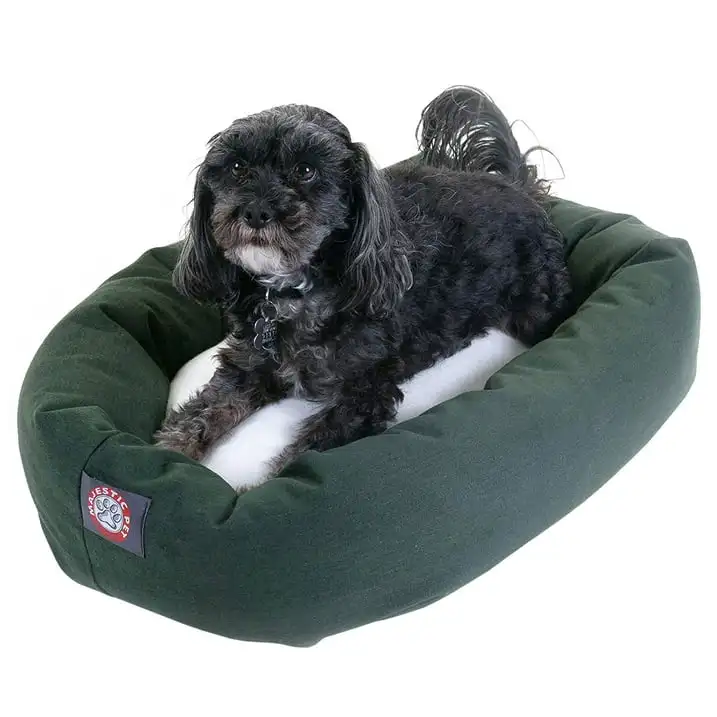 

Sherpa Poly/Cotton Bagel Pet Bed for Dogs, Calming Dog Bed Washable, Small, Green