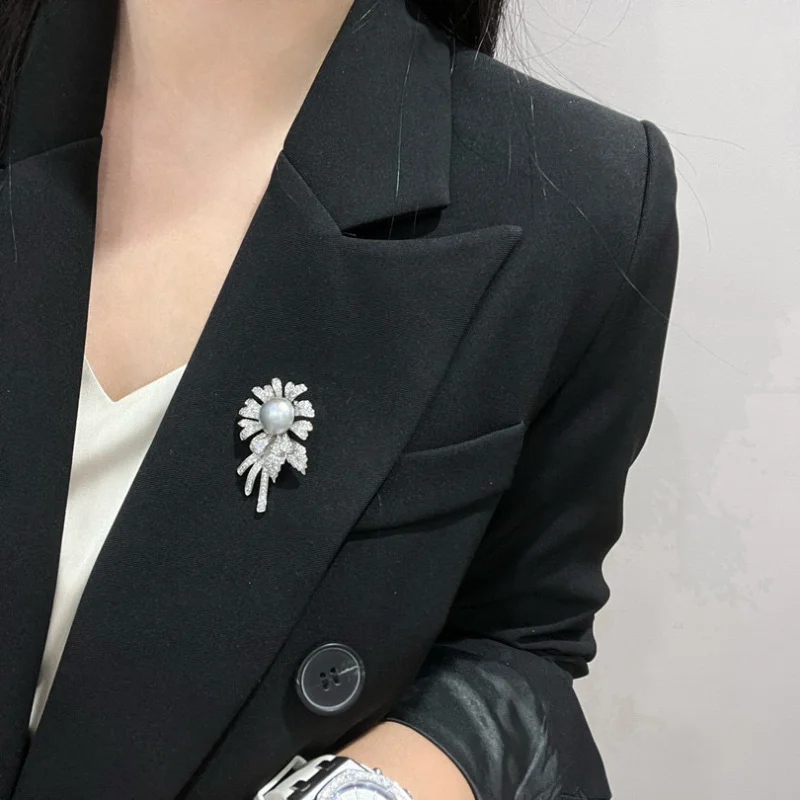 MeibaPJ 12-13mm Natural Gray Pearl Flower Corsage Brooch Fashion Sweater Jewelry for Women