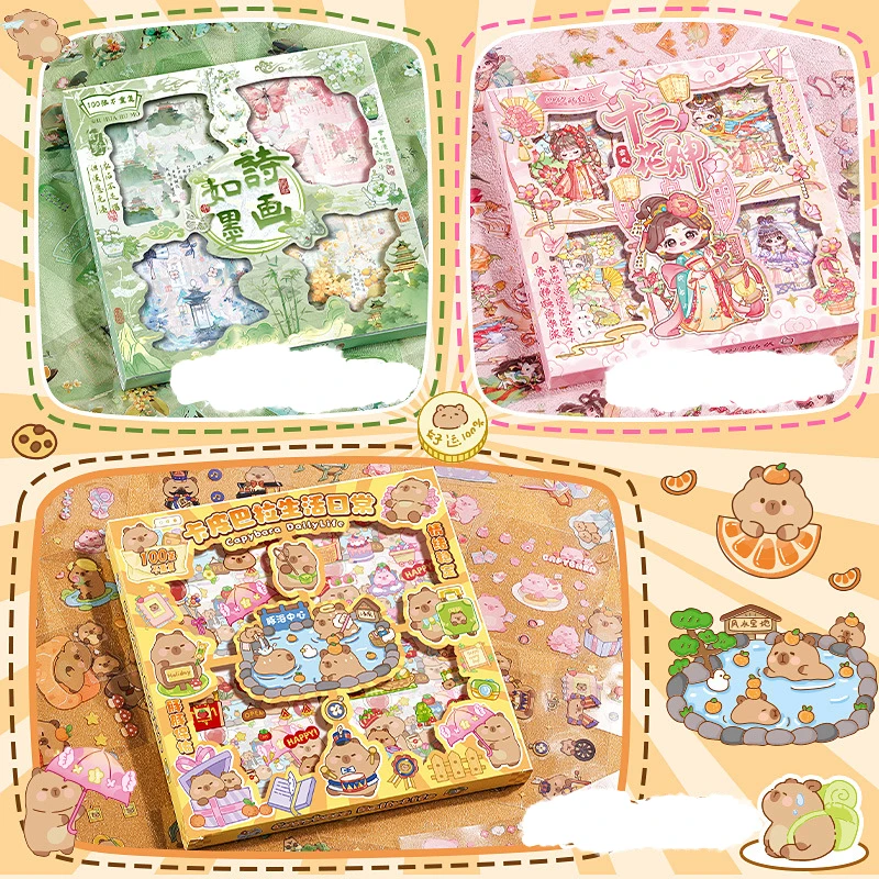 Nieuwe 100 Vellen Mode Trendy Capibara Dierenstickers Waterdichte Hand Account Stickers Cartoon Leuke Notebook Decoratiestickers