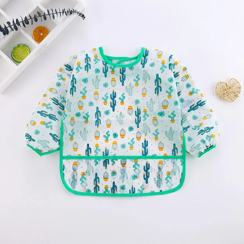 0-4Yrs Bé Muỗng Dài Tay Yếm Khăn Chống Nước Smock Cho Ăn Tạp Dề Bỏ Túi Trẻ Sơ Sinh Bé Trai Bé Gái Ợ Vải Yếm Bandana Nỉ