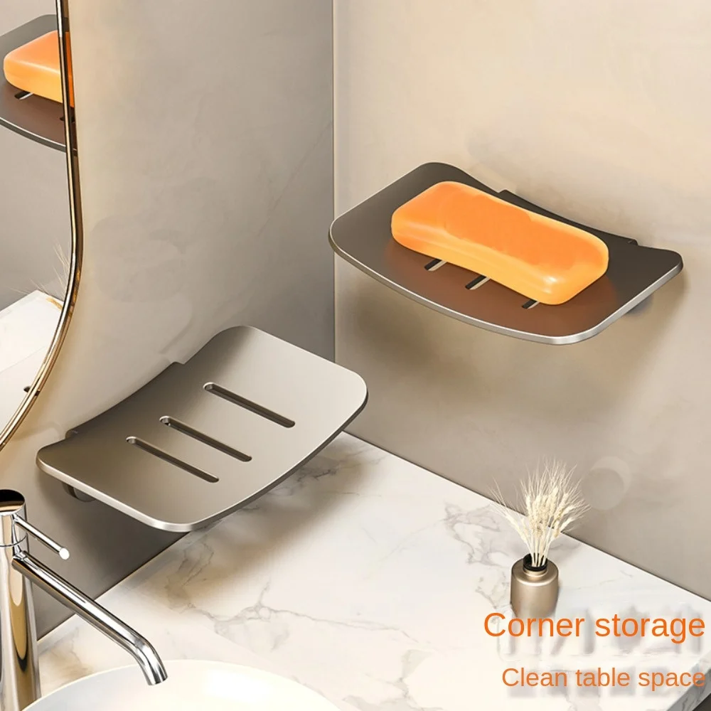 Durable Wall Mounted Soap Dish Metal Drainable Storage Rack Soap Container Tray Bathroom Kitchen Sink Organizer