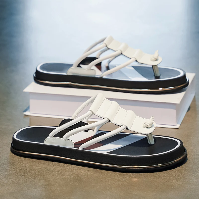Men's Beach Sandals 2026 Summer New High Level Anti-Odor Anti-Slip Wear-Resistant Trendy Soft Bottom Clog Footwear Casual Shoes