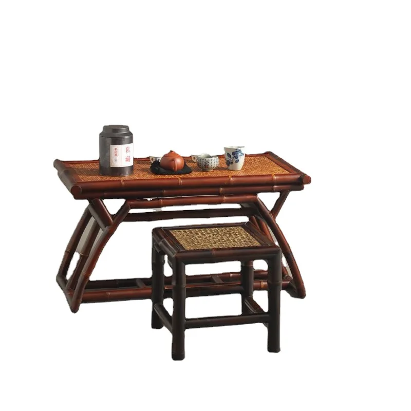 

Small red bamboo tea room table, Ming style incense table
