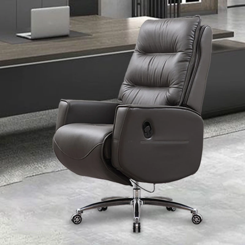 Genuine Leather Comfortable Office Chair Home Use Business Adjustable Office Chair Cowhide Lightweight Business Chair Furniture