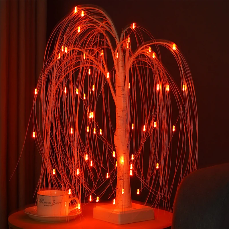 Luz de sauce LED RGB de 18 colores, luz nocturna de Ambiente, 7 modos, 60 LED, lámpara de mesa decorativa remota para decoración de sala de estar