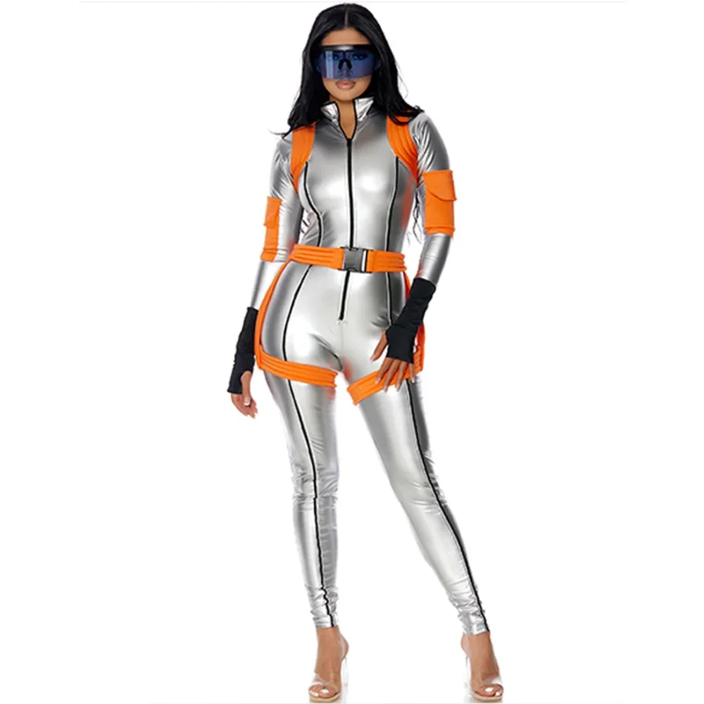 Astronaut Spacesuit Space Astronaut Jumpsuit Belts Gloves Glasses Suit Halloween Adult Orange Space Outfit Cosplay Jumpsuit