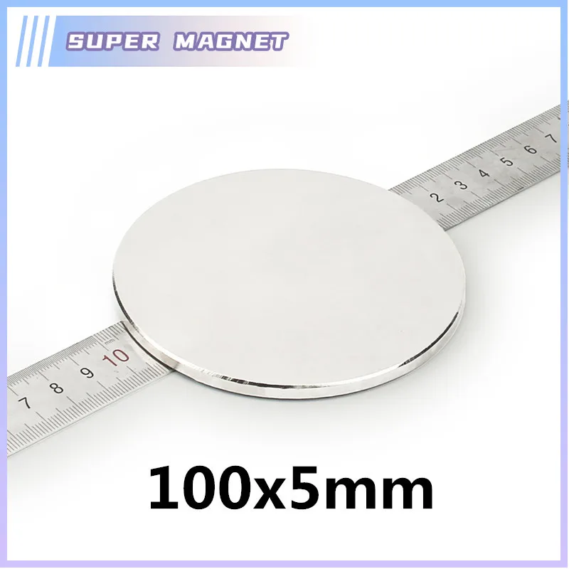 1/2Pcs 100x5mm Strong Neodymium Magnet NdFeB N35 Super Powerful Permanent Big Round Rare Earth Magnetic Circular Disc Magnet