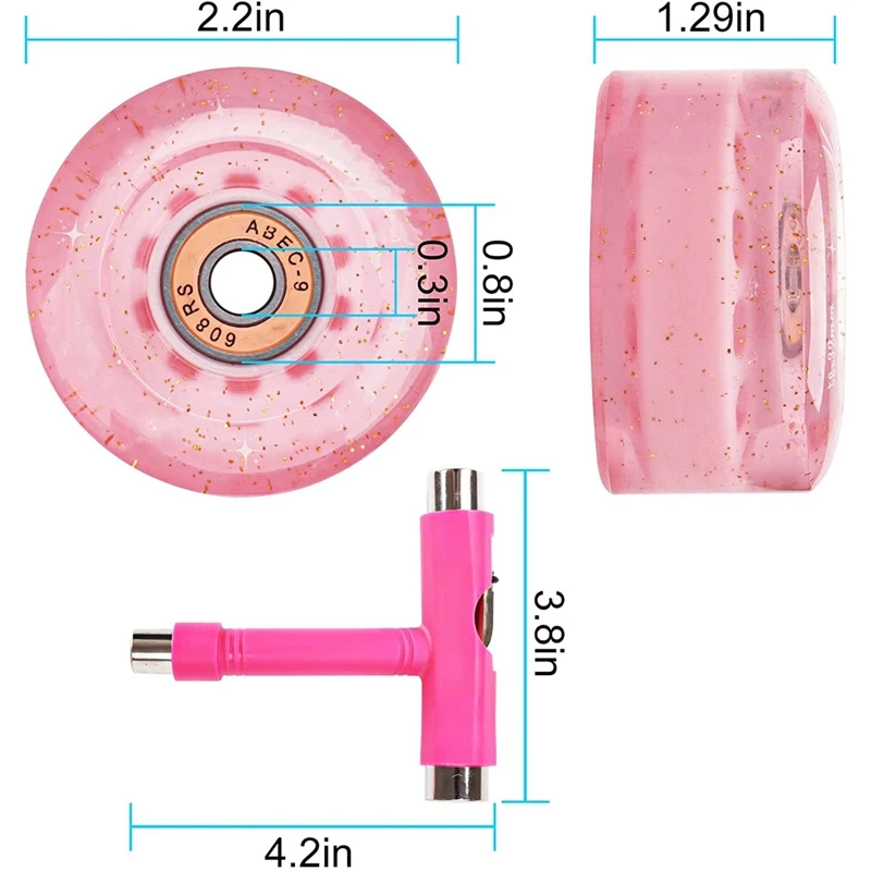 Ruote per pattini a rotelle quadruple da 8 pezzi 32X58mm,82A con cuscinetto installato per pattinaggio a doppia fila