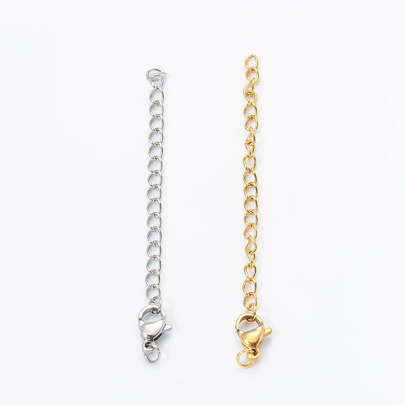 10 Stück Edelstahl-Halsketten- und Armband-Verlängerungsketten-Set mit Karabinerverschlüssen, Länge 2 Zoll, für die Schmuckherstellung – Detail 8