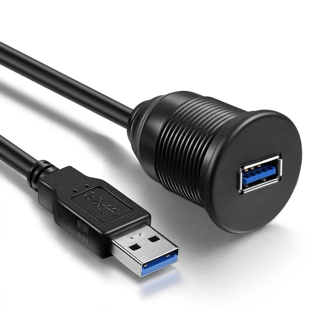 

Wear PartsUniversal Waterproof Flush Mount USB 3.0 Dock Adapter Dashboard Pan Dual Port Male to Female Extension Cable For Car