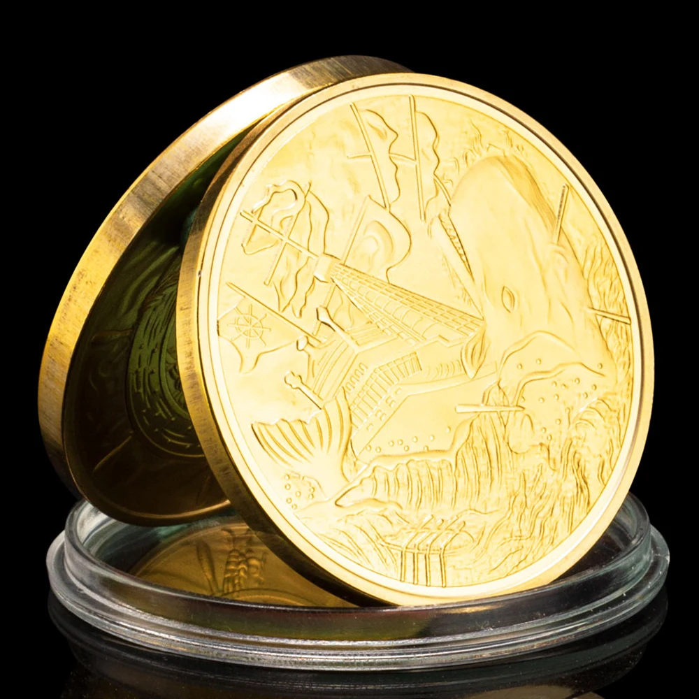 Pirate Gold Coins Skull Gold Plated Souvenir Coin Whale Catcher Collectible Gift High Quality Collection Art Commemorative Coin