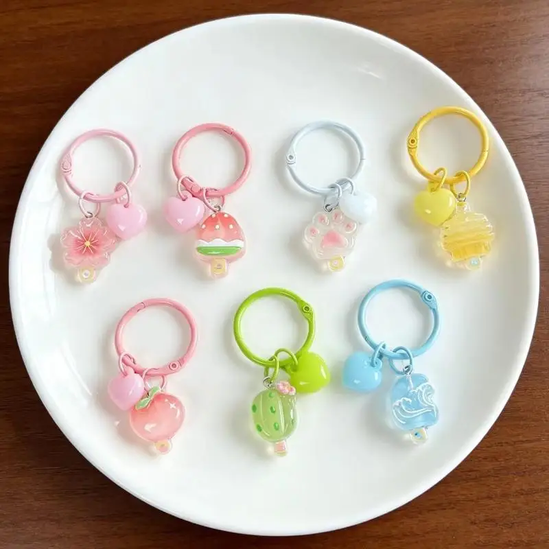 Cute Candy Color Cartoon Keychains With Lovely Pendants For Backpack Decor Small Birthday Gifts For Girls
