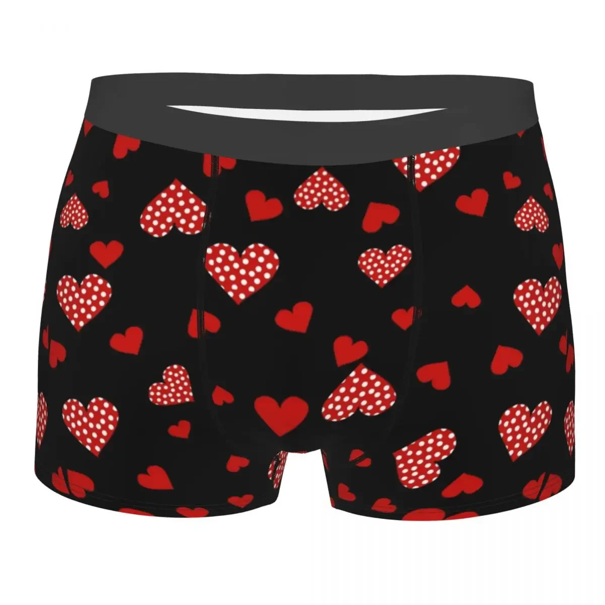 Valentines Red Hearts Men's Underwear Boxer Briefs Shorts Panties Humor Breathable Underpants for Male Plus Size