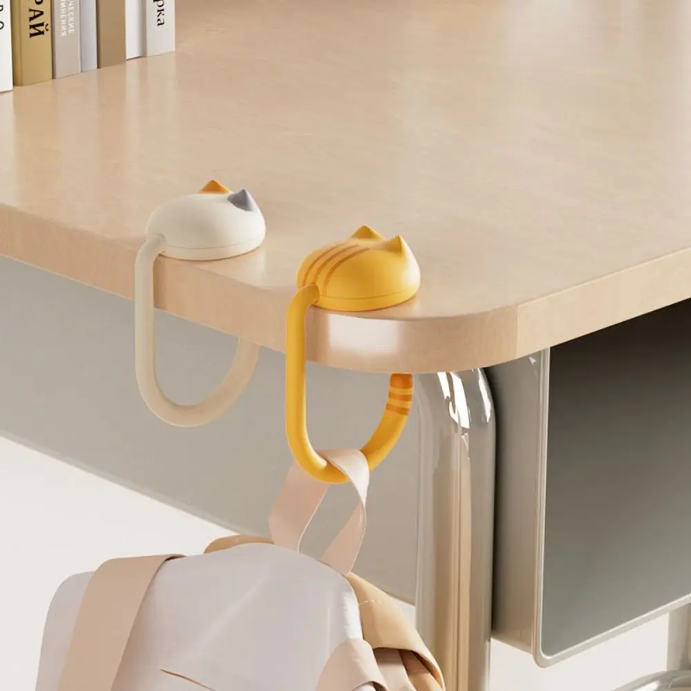 

5pcs Multifunctional Cute Cat Tail Purse Hook Non-slip Non-adhesive Desk Side Hooks Saving Space Pp Table Bag Holder Schoolbag