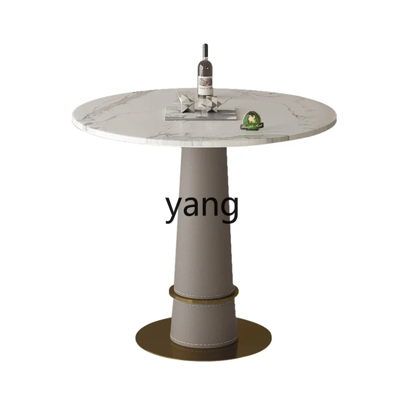 LMM Marble Small round Table Small Apartment Stainless Steel Dining Table Affordable Luxury Style Conference Table
