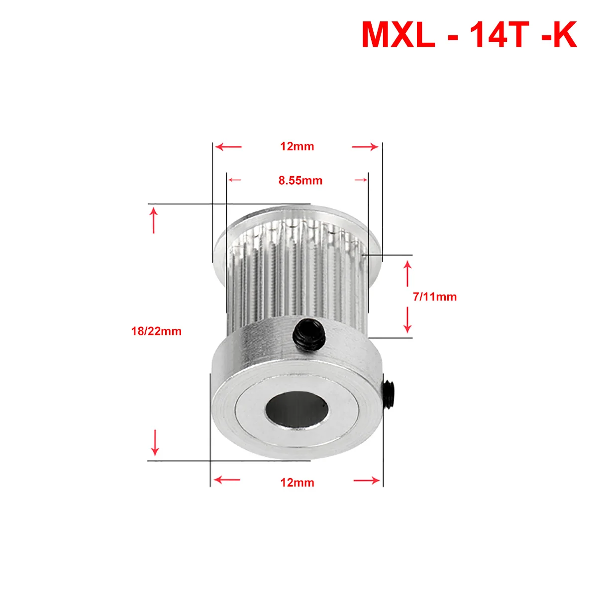 K Type MXL 14 Tooth Timing Pulley Bore 3 3.175 4 5 6mm Aluminum Synchronous Pulley Wheel For Width 6 10mm MXL Timing Belt