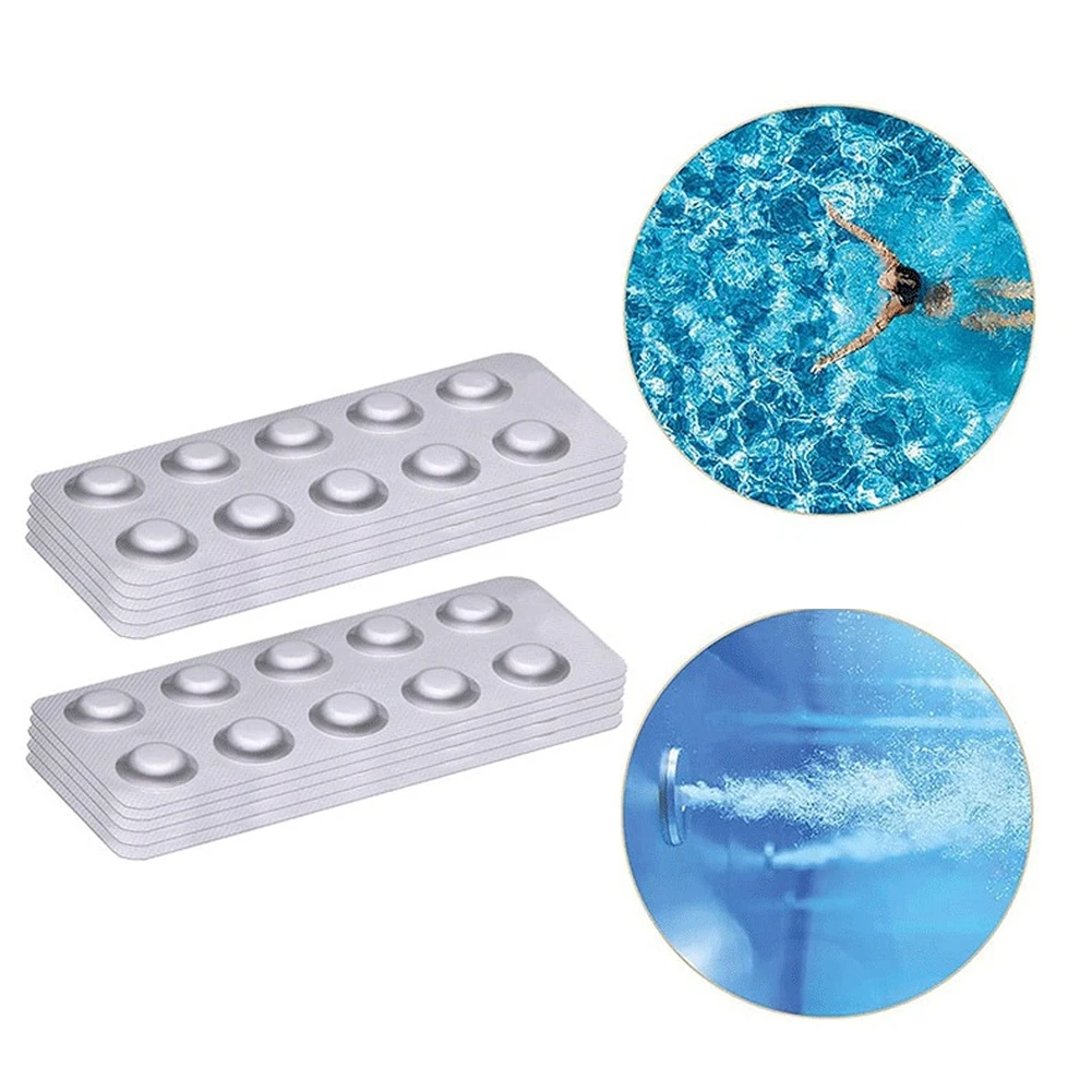 100pcs Swimming Water Quality Test Tablets DPD1 For Spa Tub Water Analysis Value Checking Cleaning Effervescent Tablet